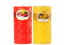 Nến trụ D7H15 họa tiết qủa trám - Nến trụ Quang Minh Candle